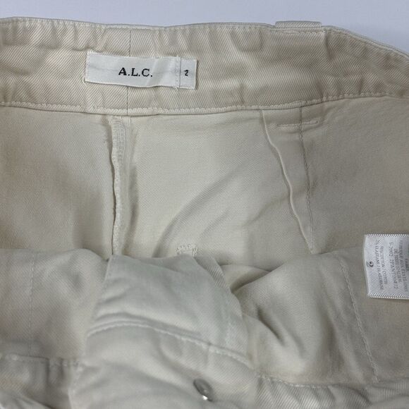 A.L.C. Womens Wide Leg Ivory Denim Baggy Pants Size 2 Y2K - Picture 4 of 8
